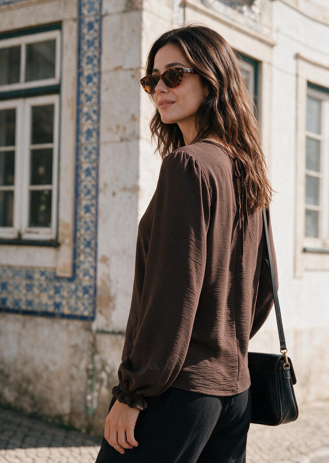 Blusa Gloria Manga Larga | Chocolate