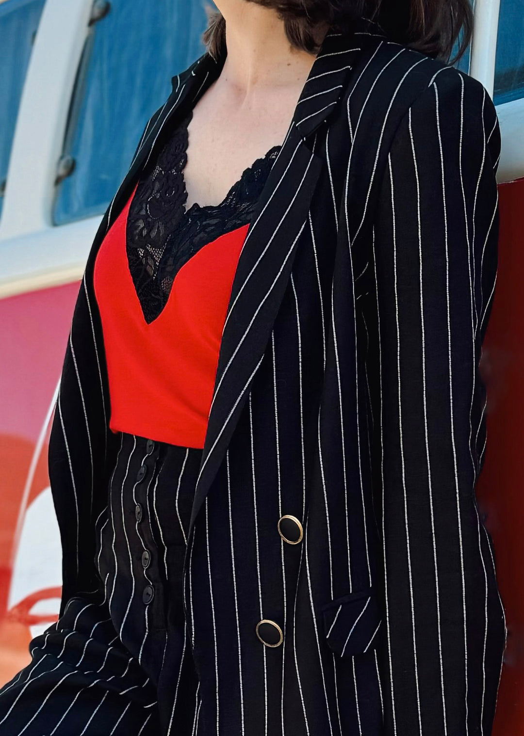 Blazer Lupe | Líneas, Negro