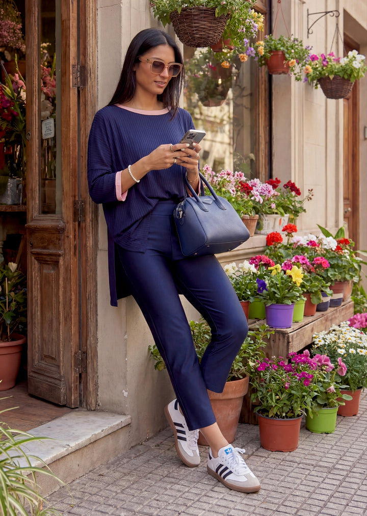 Leggins navy mujer - leggins azul marino para looks clásicos y uso diario hechos en Chile | Victoria Raveau