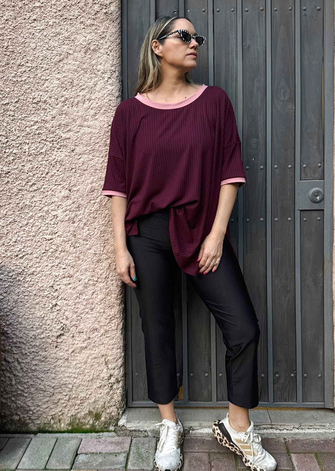 Polera Irene | Burdeo + pal rosa