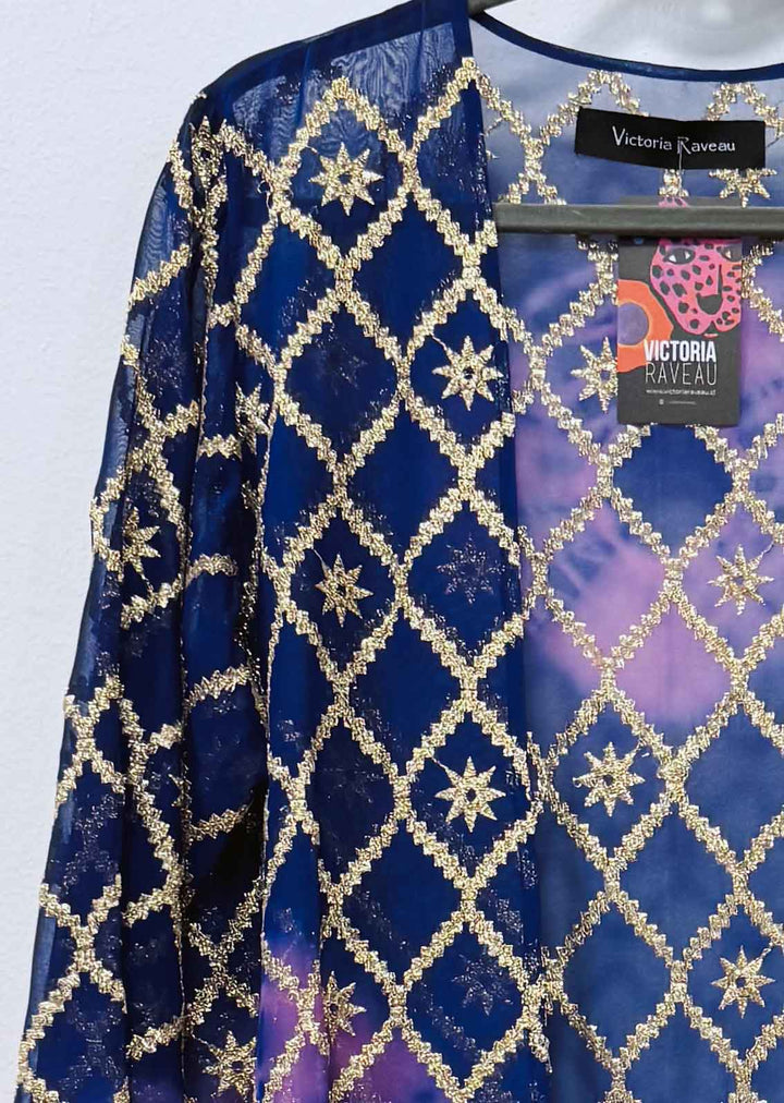 Kimono Sari | Azul , dorado , morado