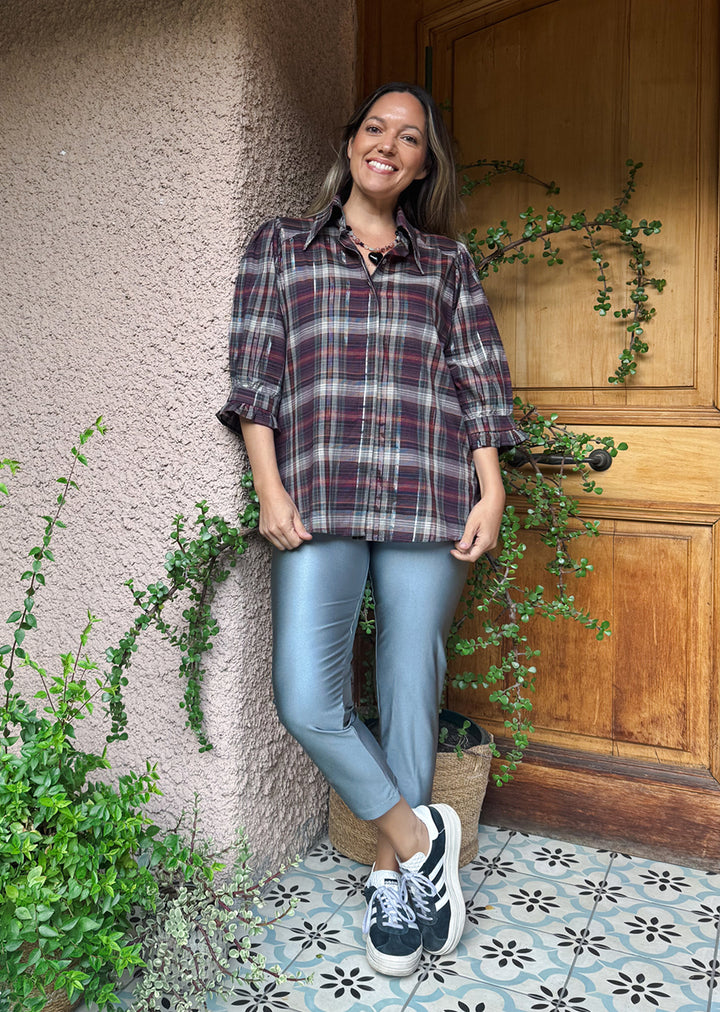 Blusa Kika | Escocés Burdeo