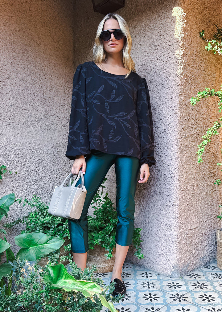 Blusa Gloria Manga Larga | Negra Hojas