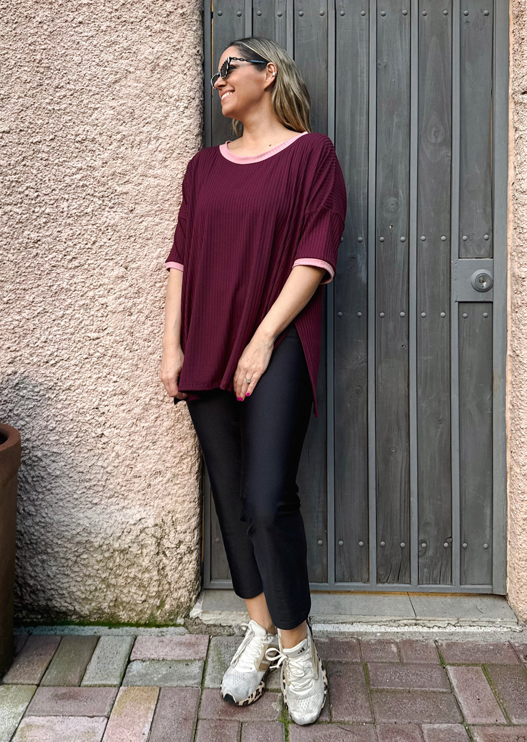 Polera Irene | Burdeo + pal rosa