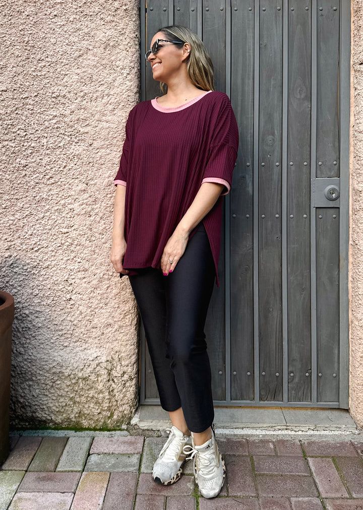 Polera Irene | Burdeo + pal rosa