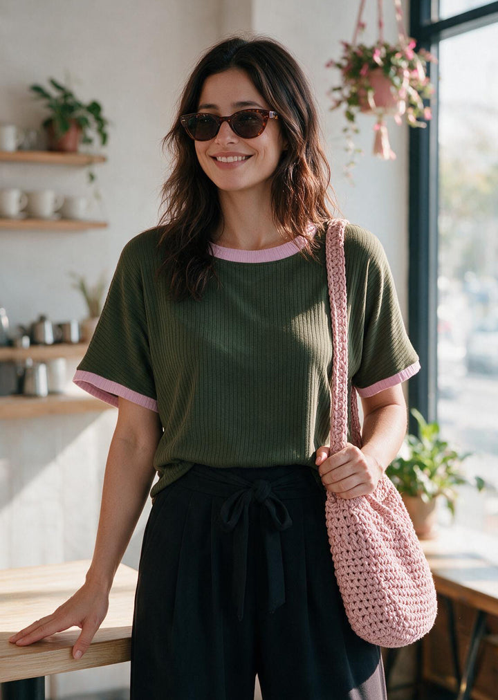 Polera Pili | Musgo, palo rosa