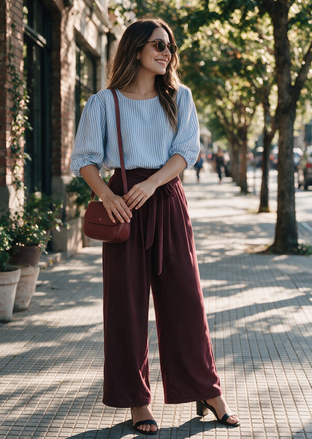 Blusa Gloria manga 3/4 | Rayas Celestes
