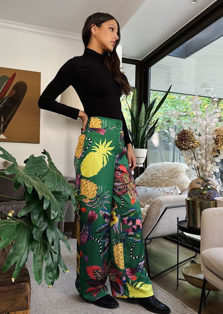 Pantalón Jo | Flores - Verde - COLAB. "JO JIMENEZ"