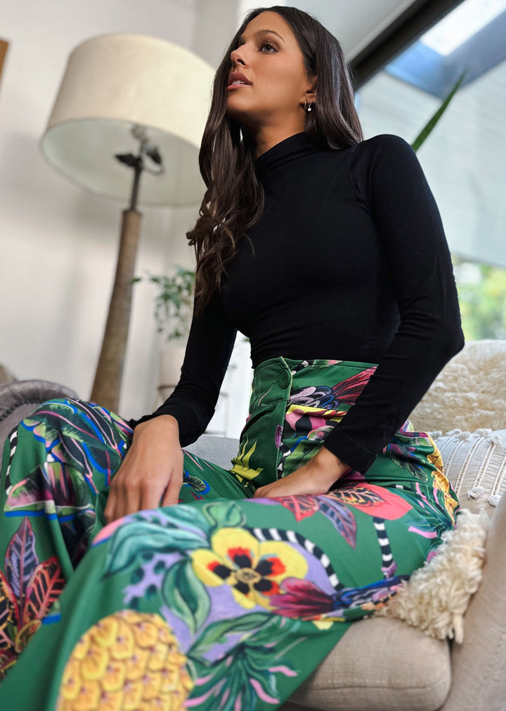 Pantalón Jo | Flores - Verde - COLAB. "JO JIMENEZ"