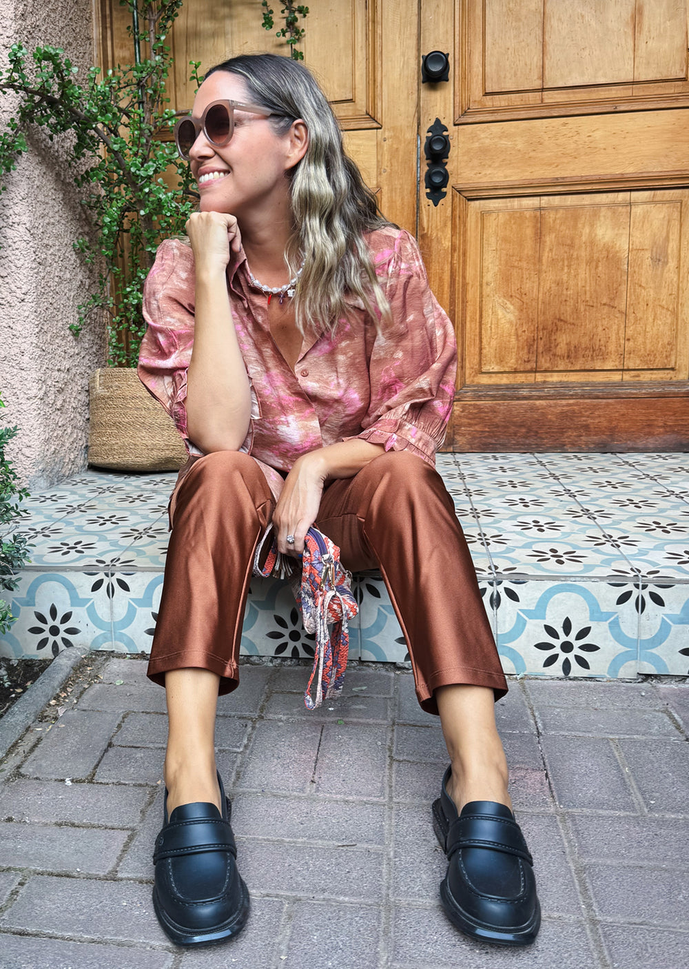 Leggins bronce mujer - leggins metalizados para looks modernos y salidas especiales hechos en Chile | Victoria Raveau