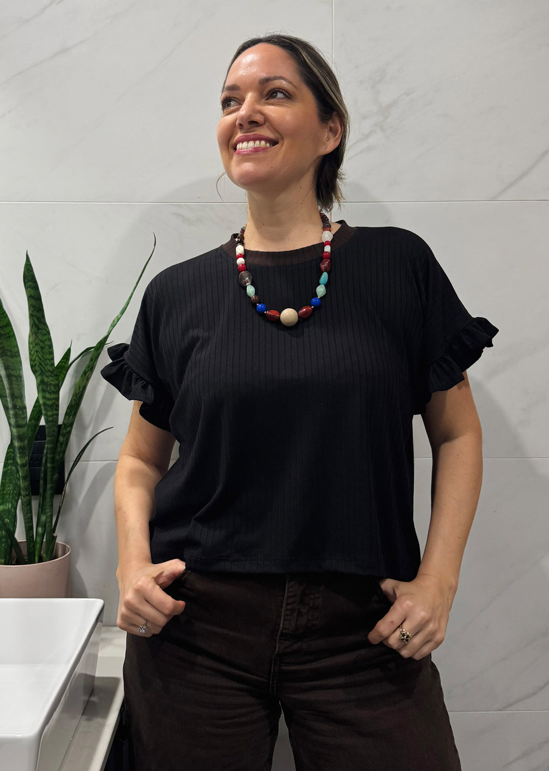 Polera Clari | Negra, chocolate