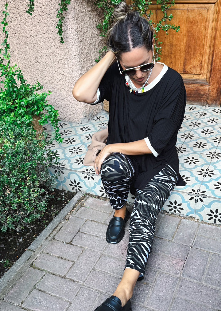 Polera Irene | Negro + Crudo