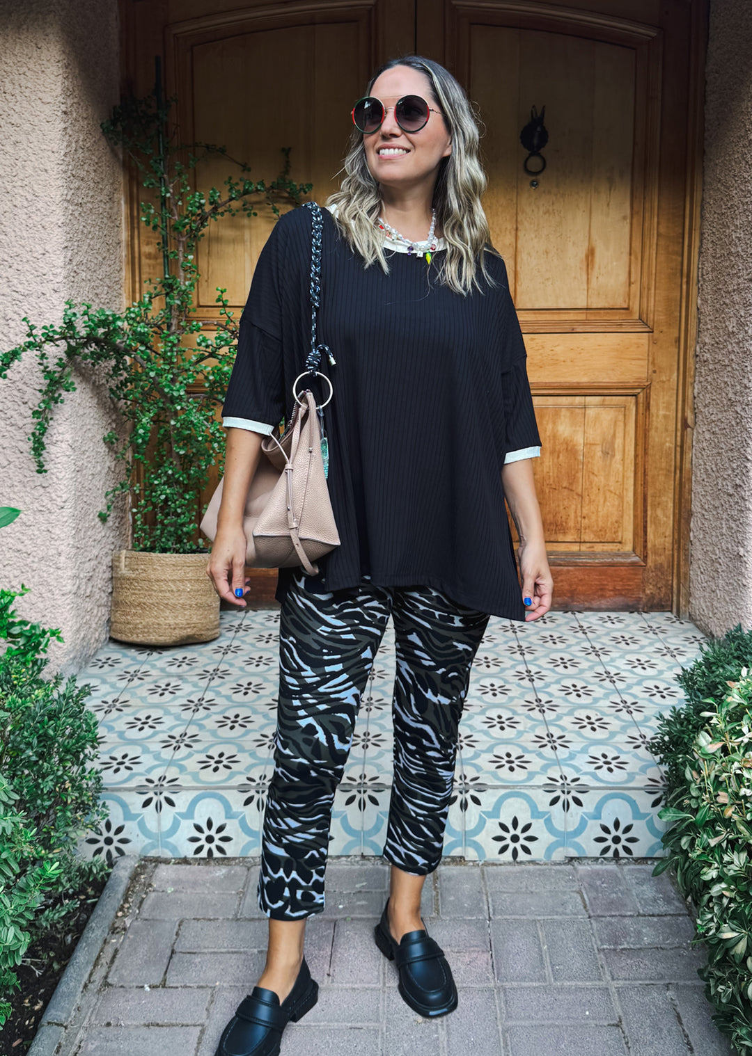 Polera Irene | Negro + Crudo