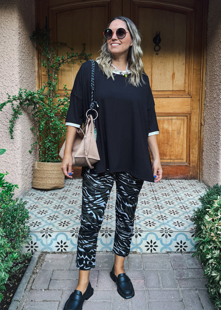 Polera Irene | Negro + Crudo