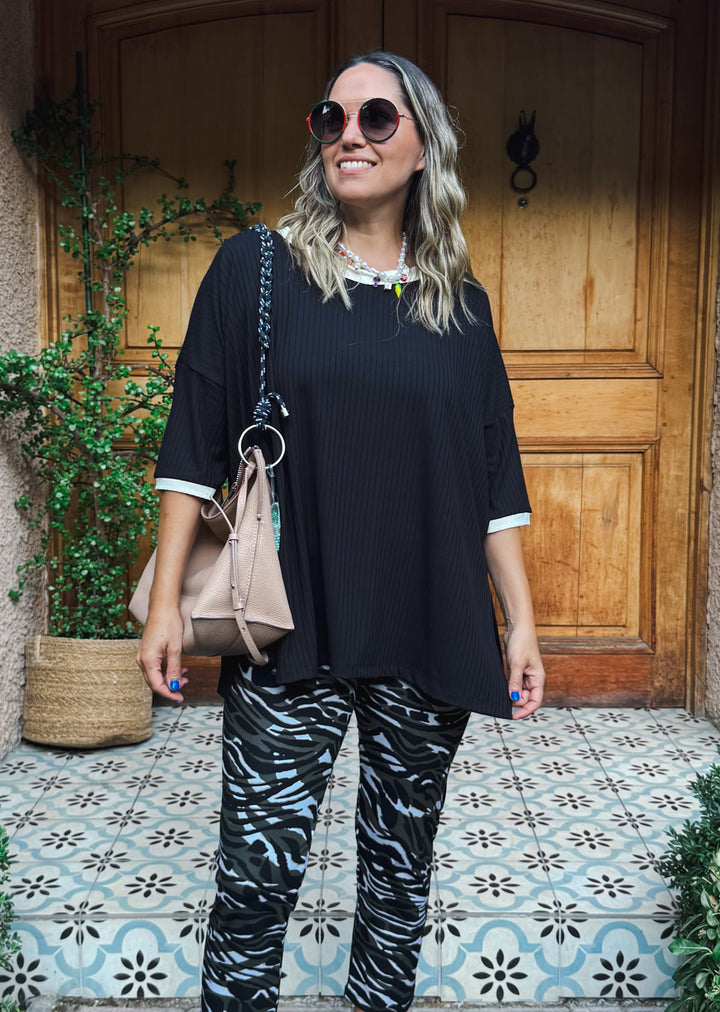 Polera Irene | Negro + Crudo