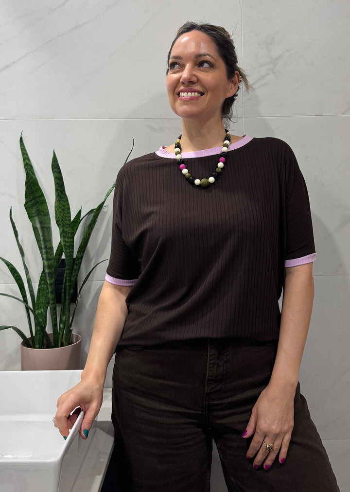 Polera Pili | Chocolate, lila