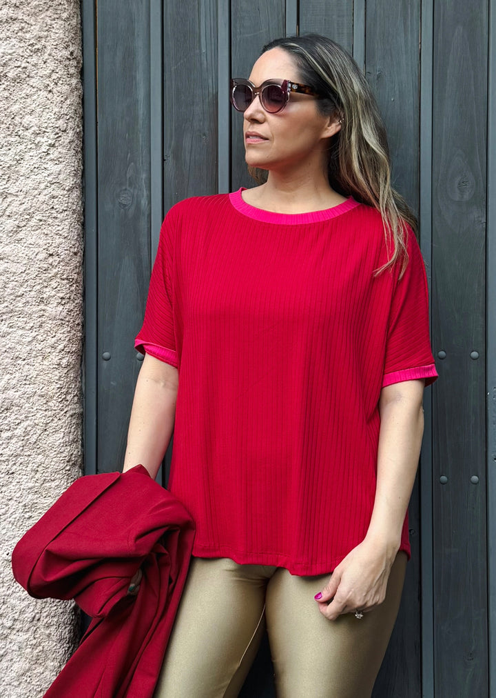 Polera Pili | Roja, fucsia
