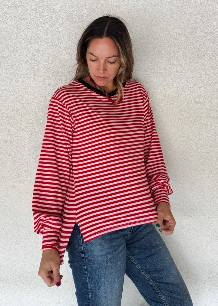 Polera Adela | Rayas roja
