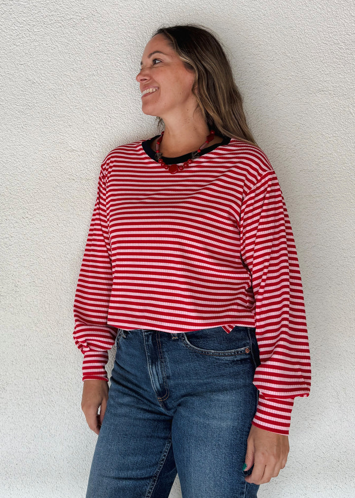 Polera Adela | Rayas roja