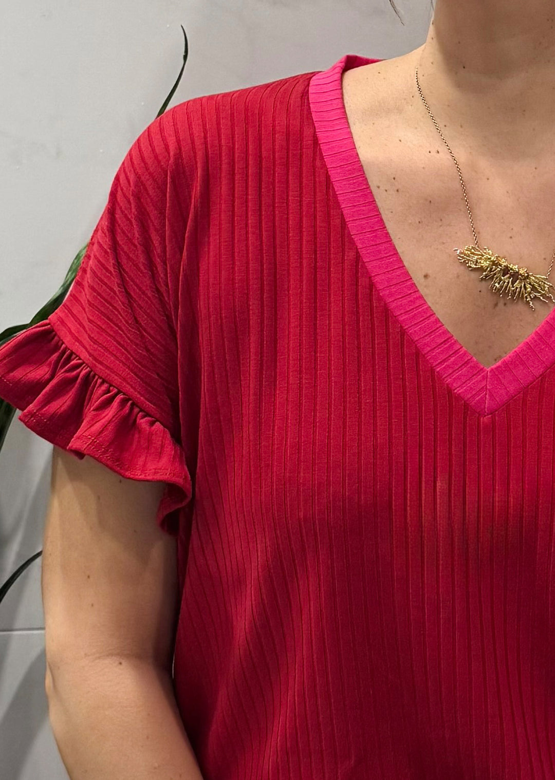 Polera Angela | Roja, fucsia