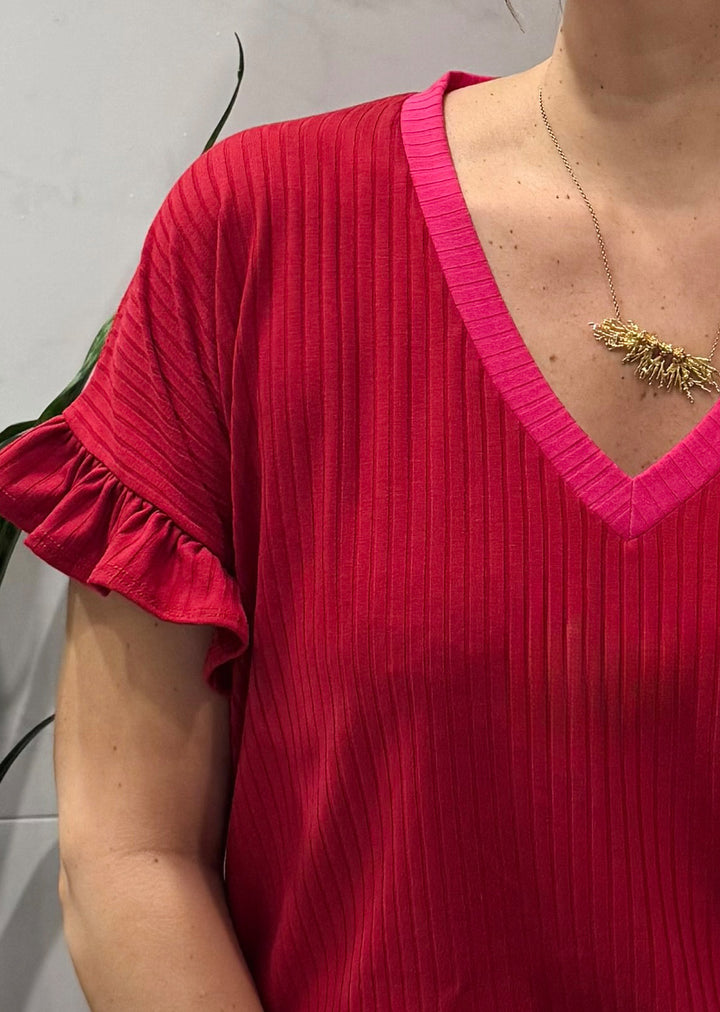 Polera Angela | Roja, fucsia