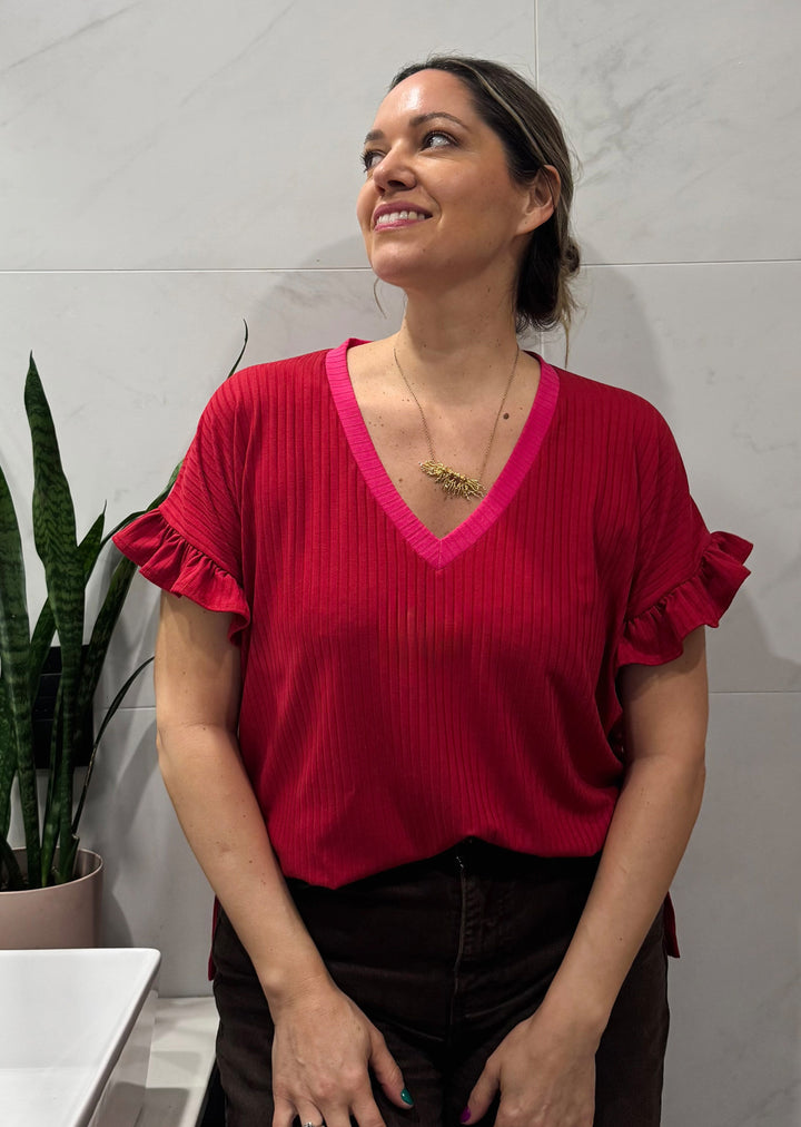 Polera Angela | Roja, fucsia