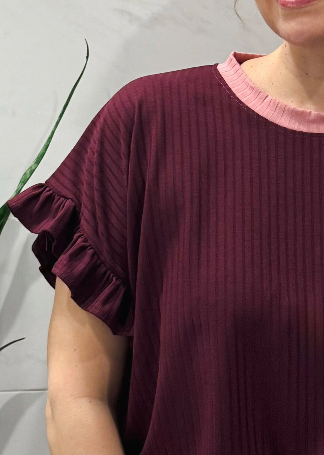 Polera Clari | Burdeo, palo rosa