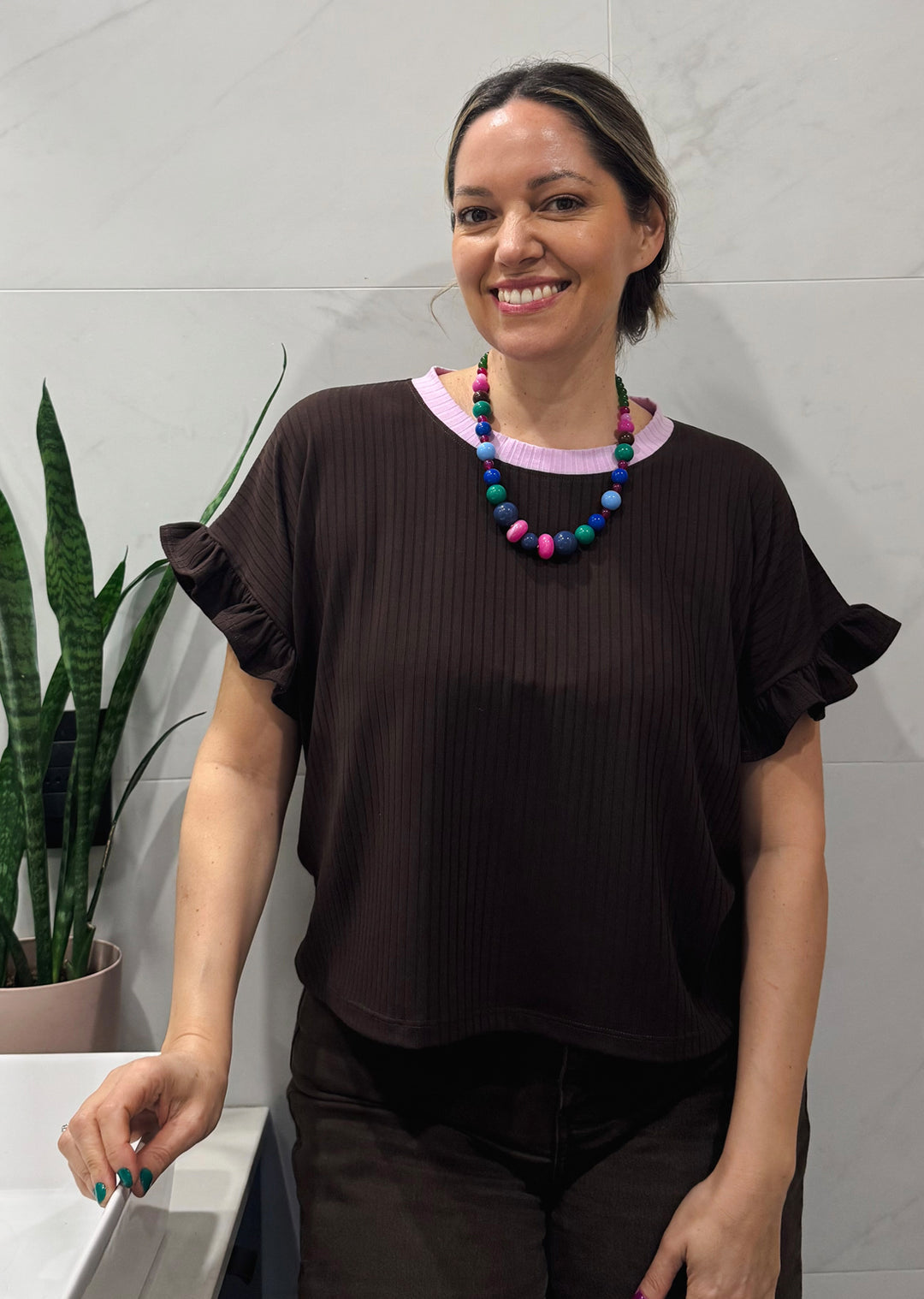 Polera Clari | Chocolate, lila
