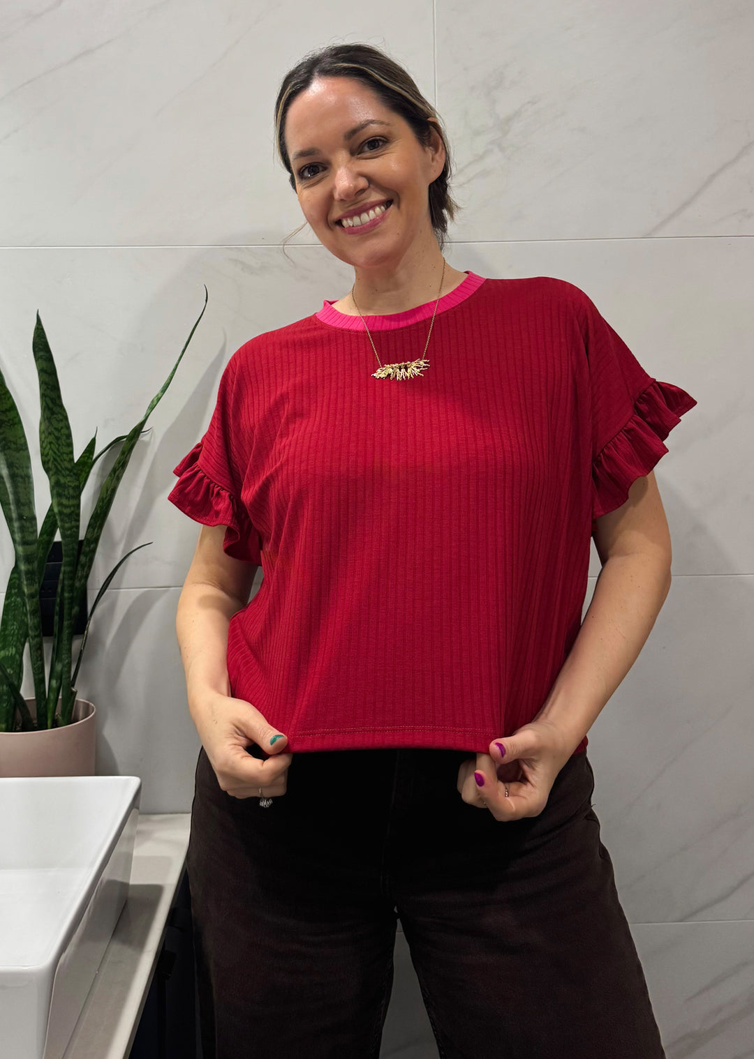 Polera Clari | Roja, fucsia