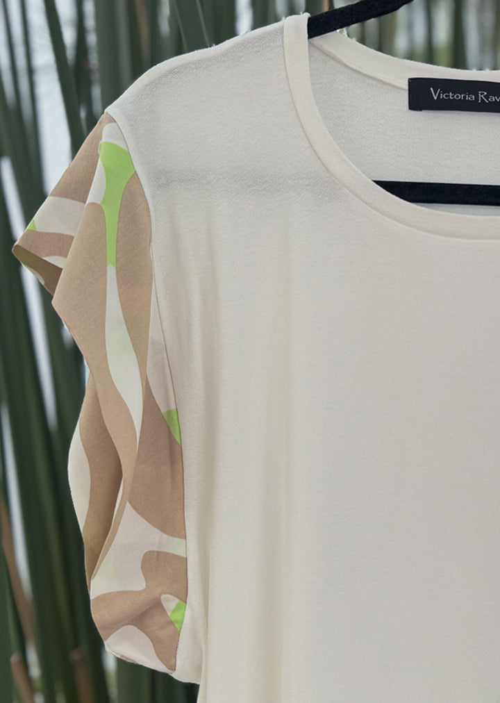 Polera Andrea | Crudo Mangas Estampadas