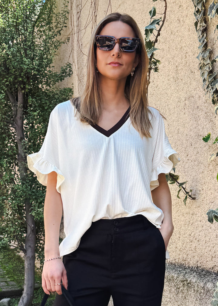 Polera Angela | Crudo, chocolate