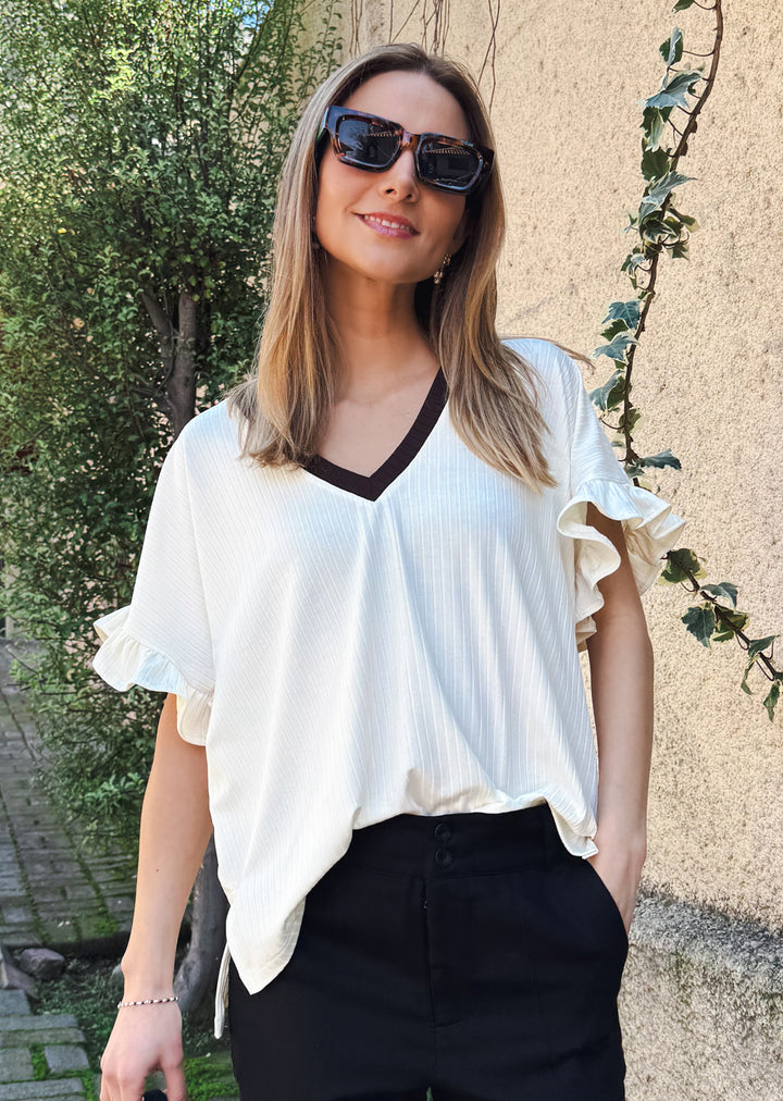 Polera Angela | Crudo, chocolate