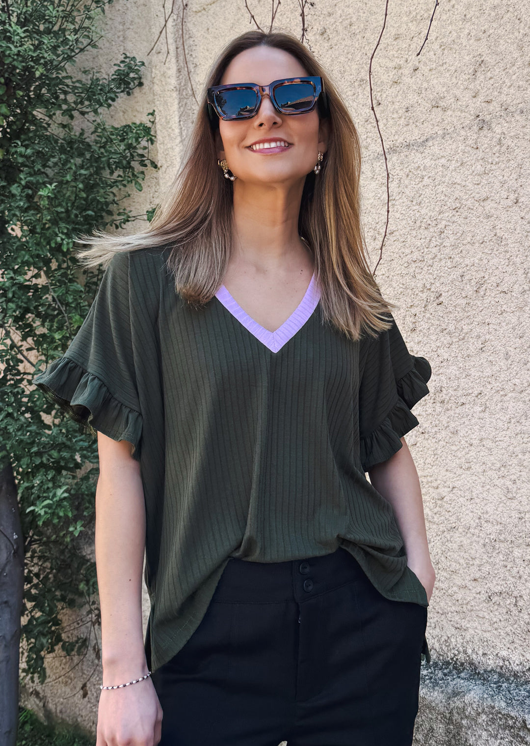 Polera Angela | Musgo, lila