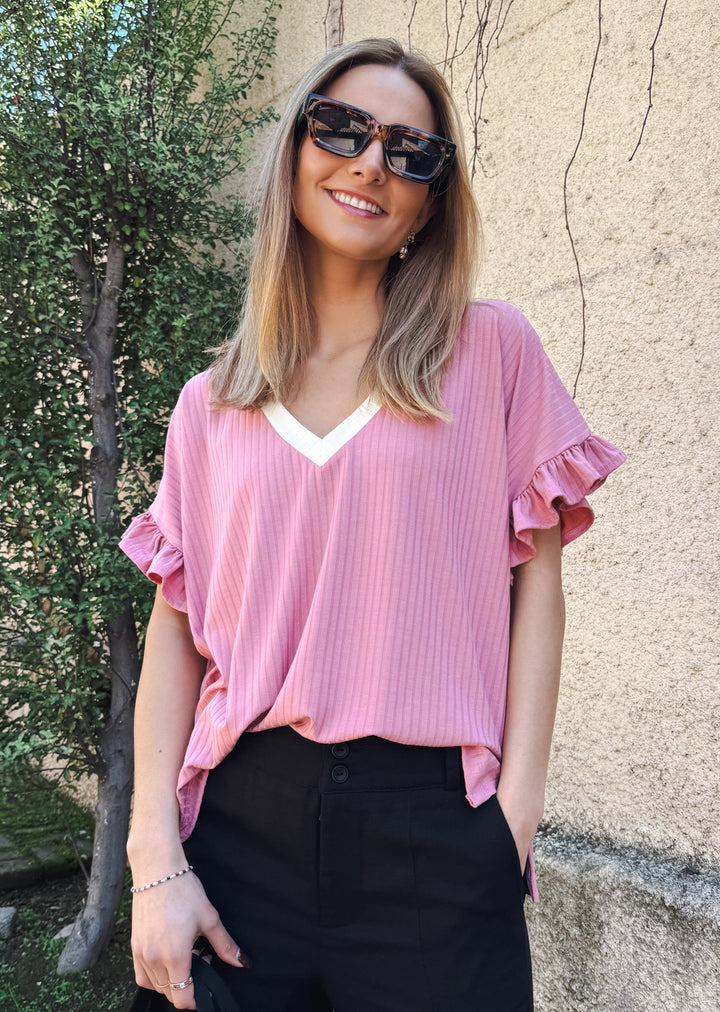 Polera Angela | Palo Rosa, crudo