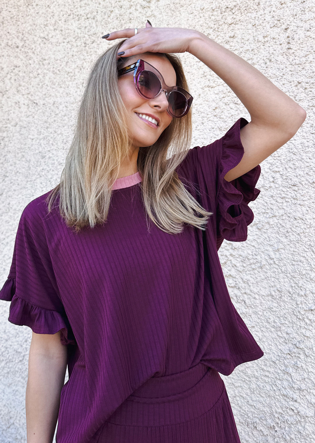 Polera Clari | Burdeo, palo rosa