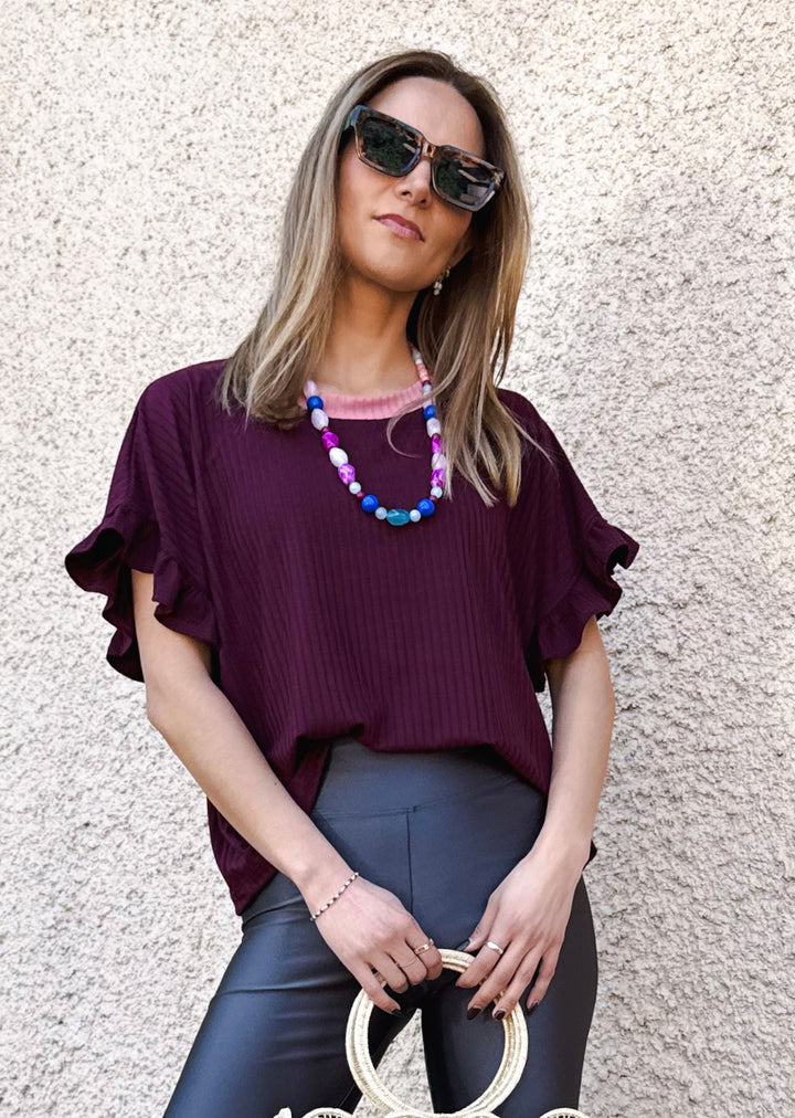 Polera Clari | Burdeo, palo rosa