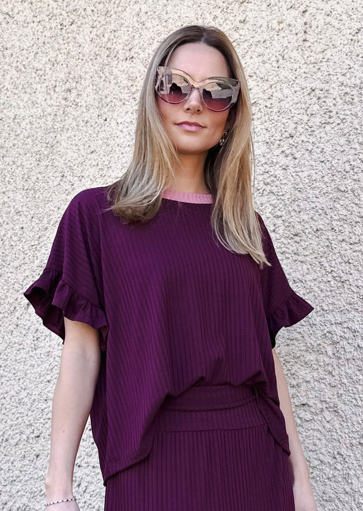 Polera Clari | Burdeo, palo rosa