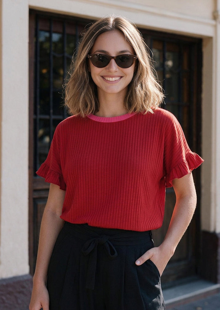 Polera Clari | Roja, fucsia
