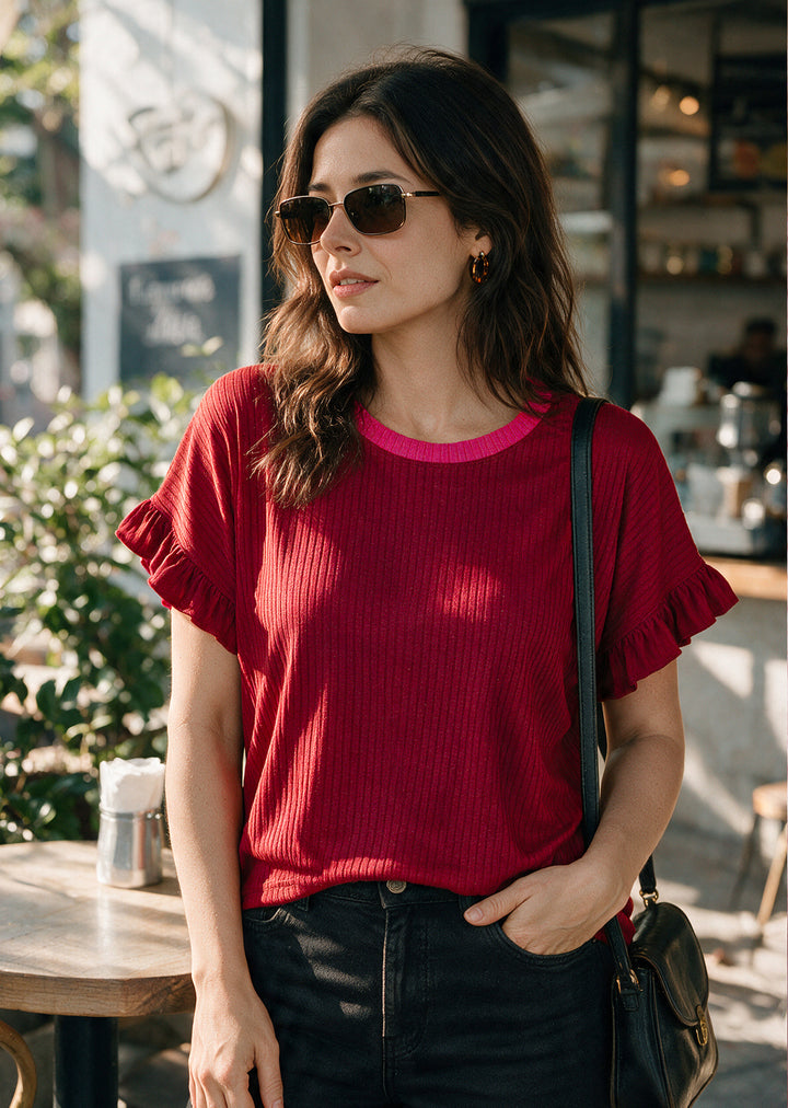 Polera Clari | Roja, fucsia