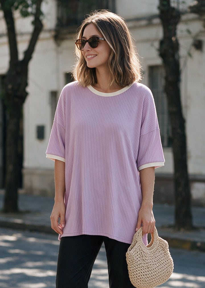 Polera Irene | Lila + Crudo