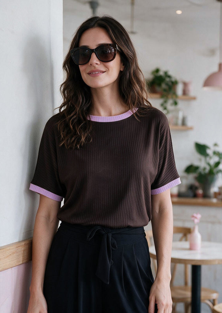 Polera Pili | Chocolate, lila