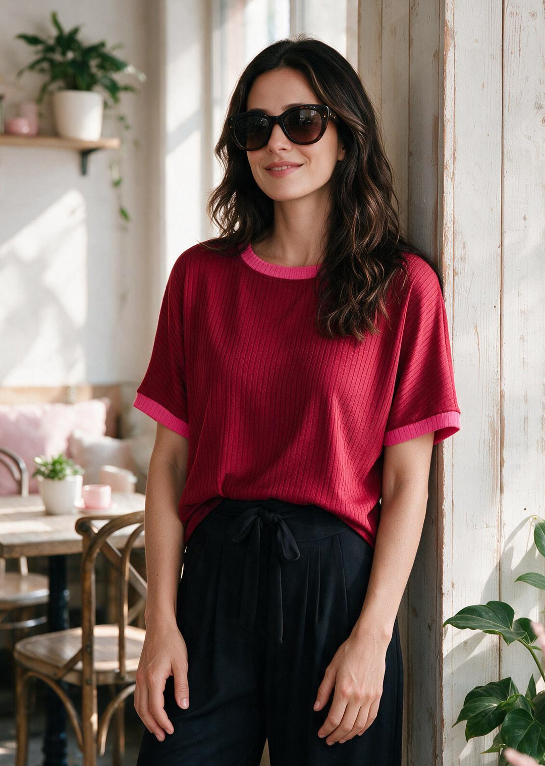 Polera Pili | Roja, fucsia
