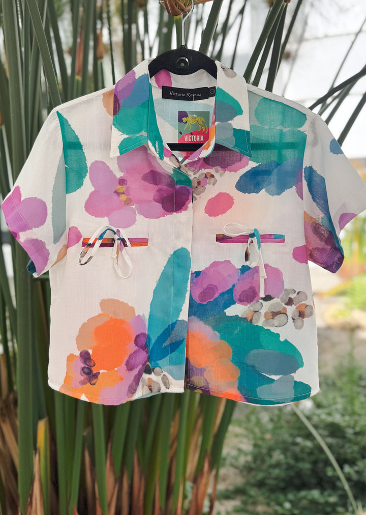 Blusa Raquel | Flores Fondo Blanco - COLAB. "IGNACIA JULLIAN"