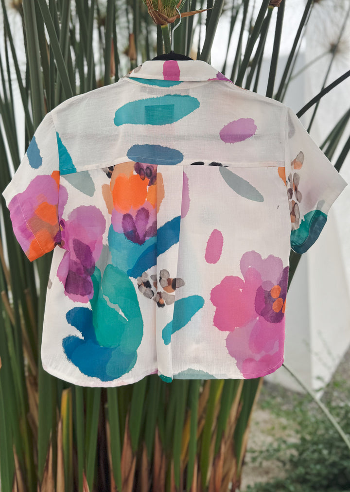 Blusa Raquel | Flores Fondo Blanco - COLAB. "IGNACIA JULLIAN"