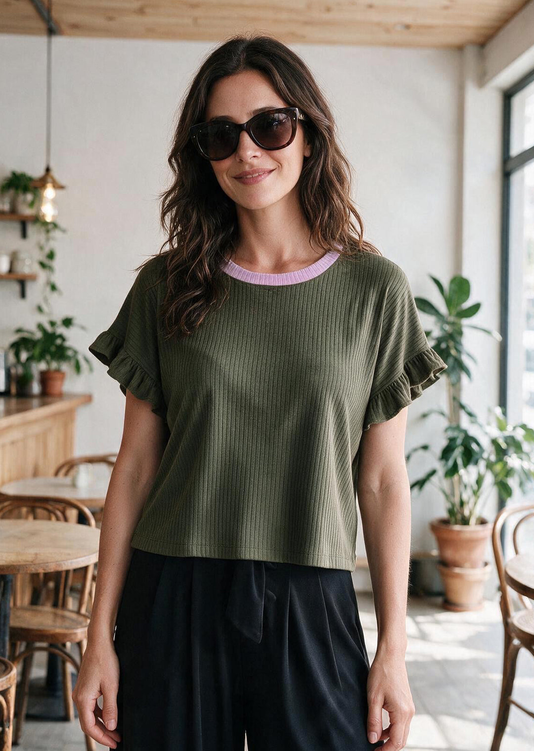 Polera Clari | Musgo, lila