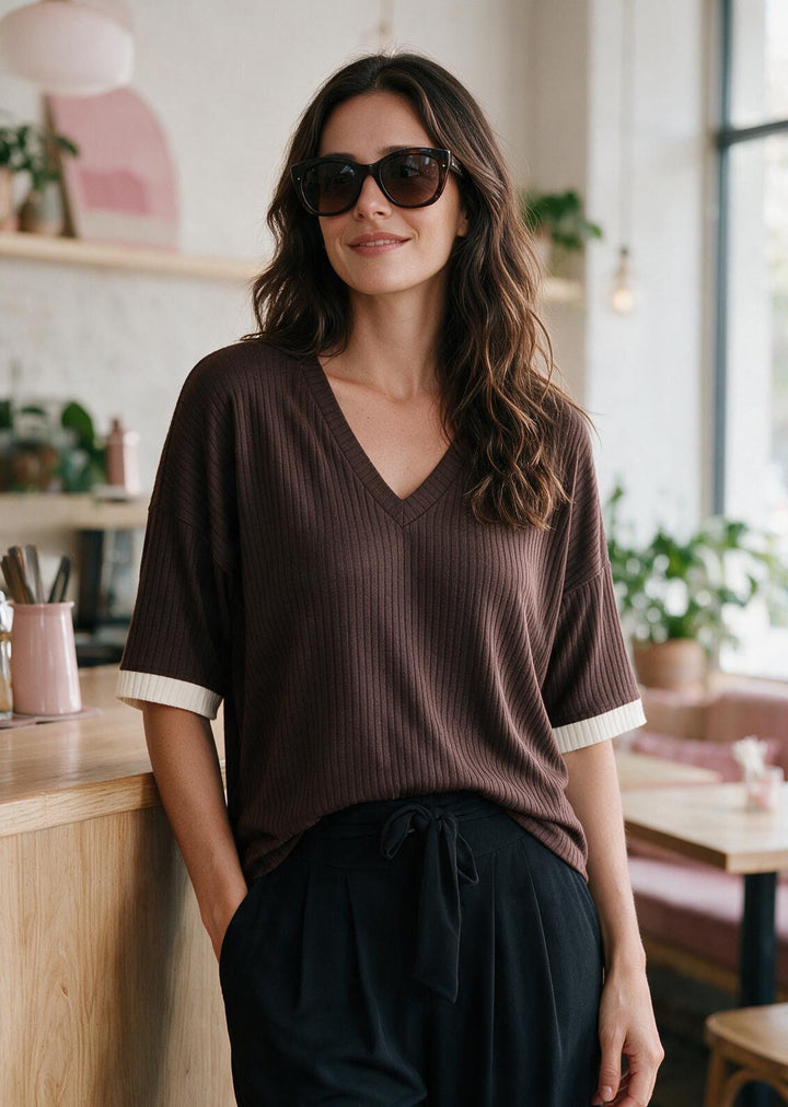 Polera Luzma | Negra, chocolate