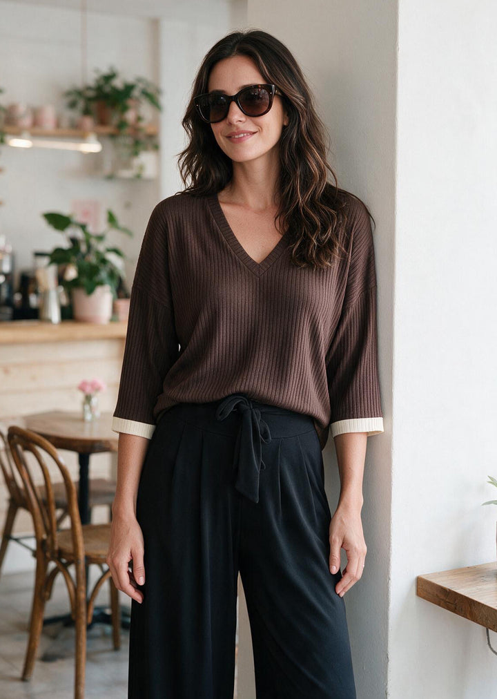 Polera Luzma | Negra, chocolate