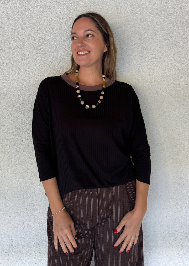 Polera Tere | Negra, chocolate