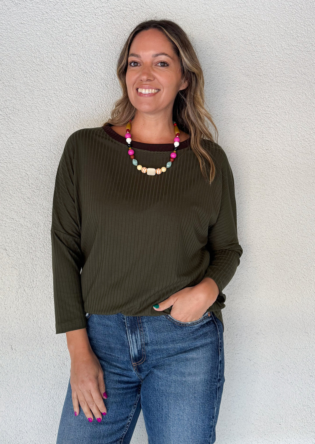 Polera Tere | Musgo, chocolate
