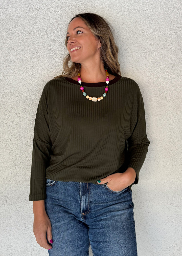 Polera Tere | Musgo, chocolate
